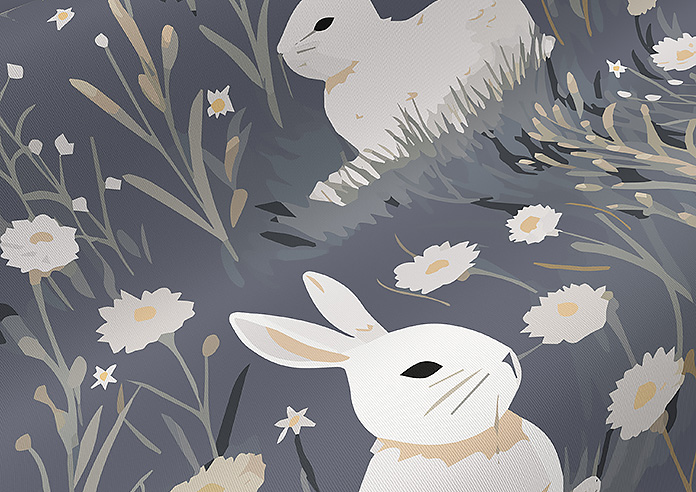 Bunny Meadows, Moonlit Grey - Roller Blind - Image 4